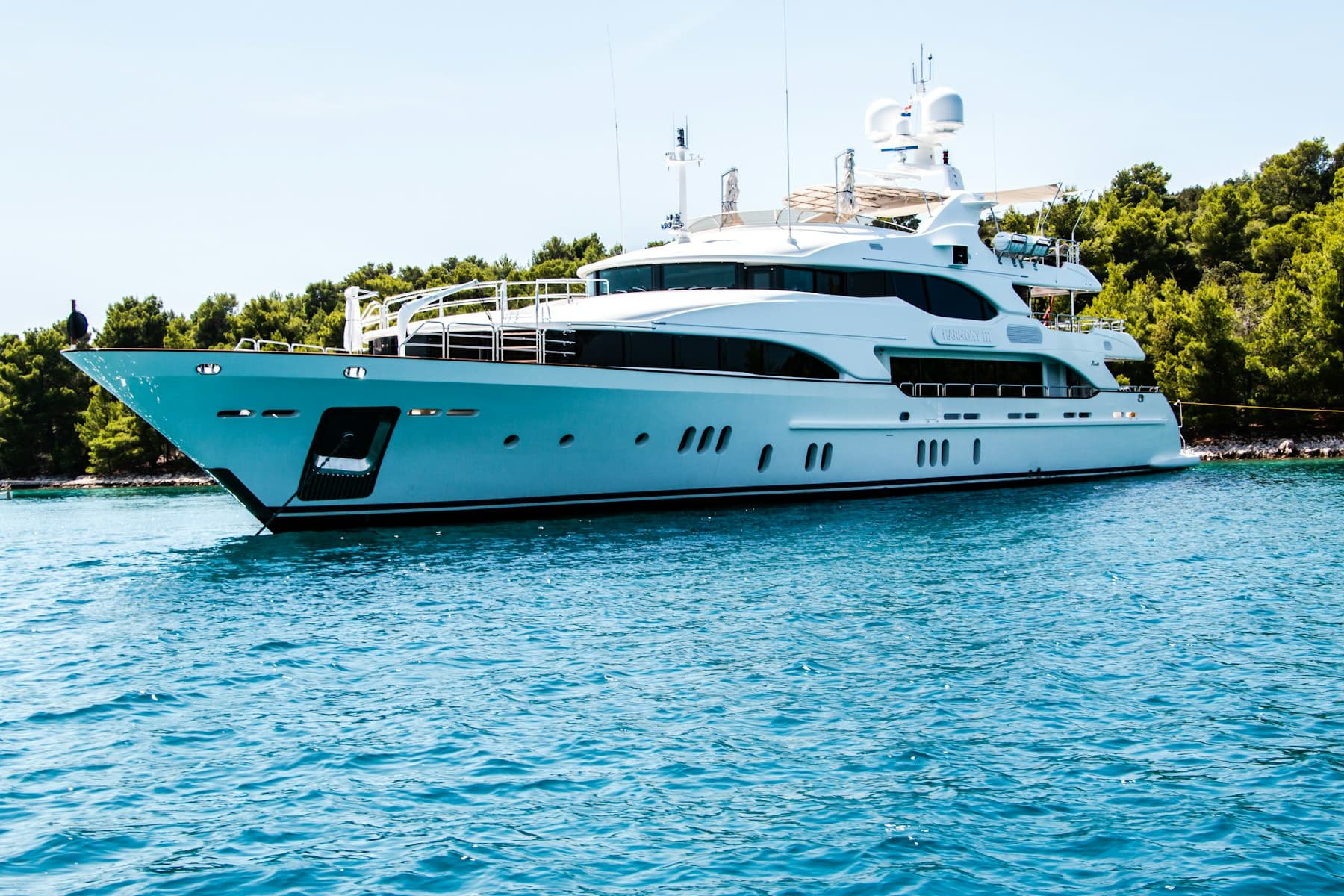 Private yacht on clear blue water for a Villax coastal day